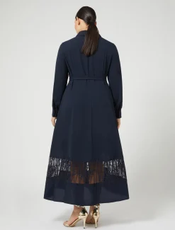 Abito chemisier in crêpe con ricamo