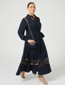 Abito chemisier in crêpe con ricamo