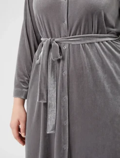 Abito chemisier in jersey di velluto