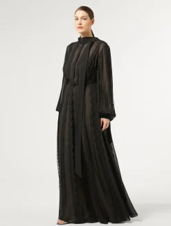 Abito in georgette di seta e pizzo