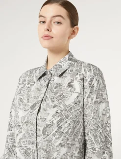 Abito in lungo in popeline stampato