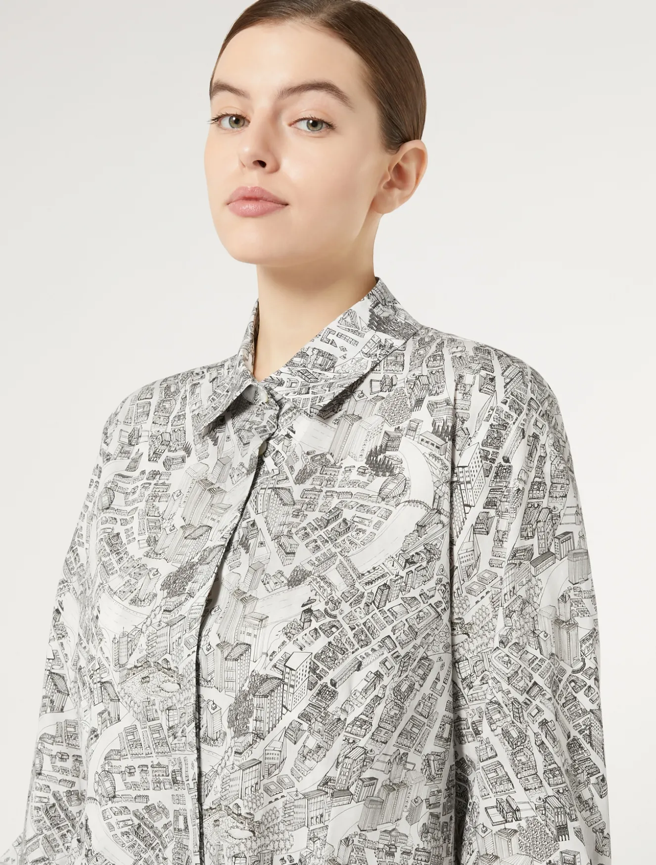 Abito in lungo in popeline stampato