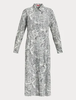 Abito in lungo in popeline stampato