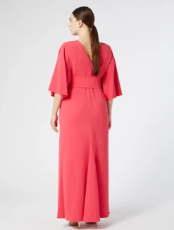 Abito lungo in cady con ricami