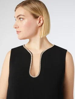 Abito lungo in cady con strass