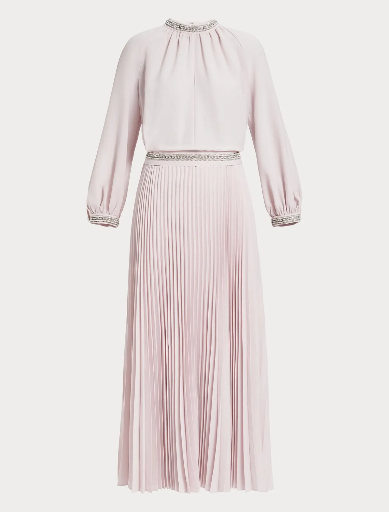 Abito lungo in crêpe con ricami