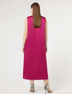 Abito lungo in crêpe envers satin