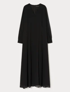 Abito lungo in crêpe georgette