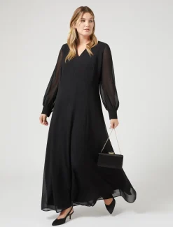 Abito lungo in crêpe georgette