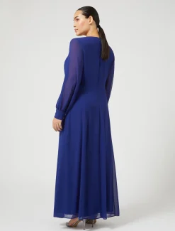 Abito lungo in crêpe georgette