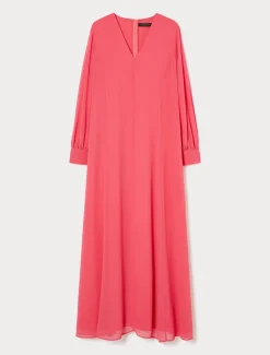 Abito lungo in crêpe georgette