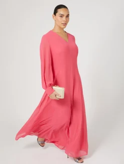 Abito lungo in crêpe georgette