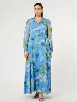 Abito lungo in georgette di seta