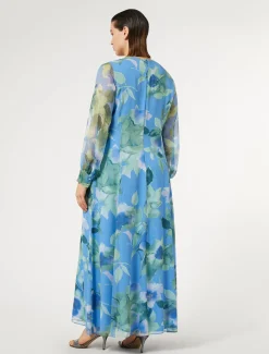 Abito lungo in georgette di seta