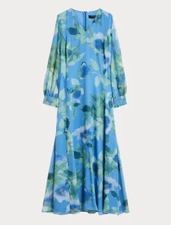 Abito lungo in georgette di seta