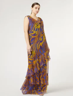 Abito lungo in georgette stampato