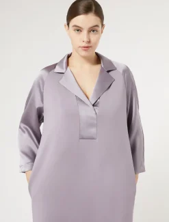 Abito lungo in jersey e raso