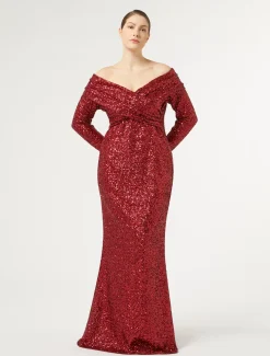 Abito lungo in paillettes