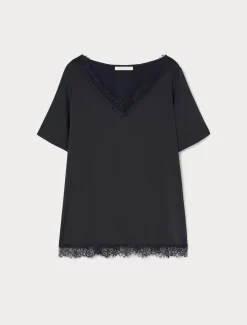 Blusa con dettagli in pizzo