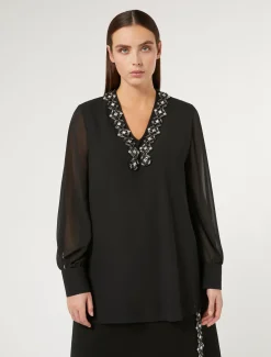 Blusa in crêpe georgette