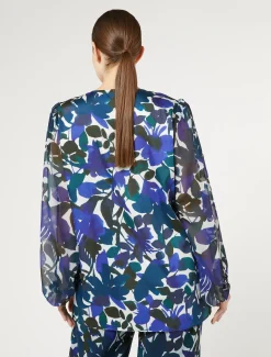 Blusa in twill e georgette