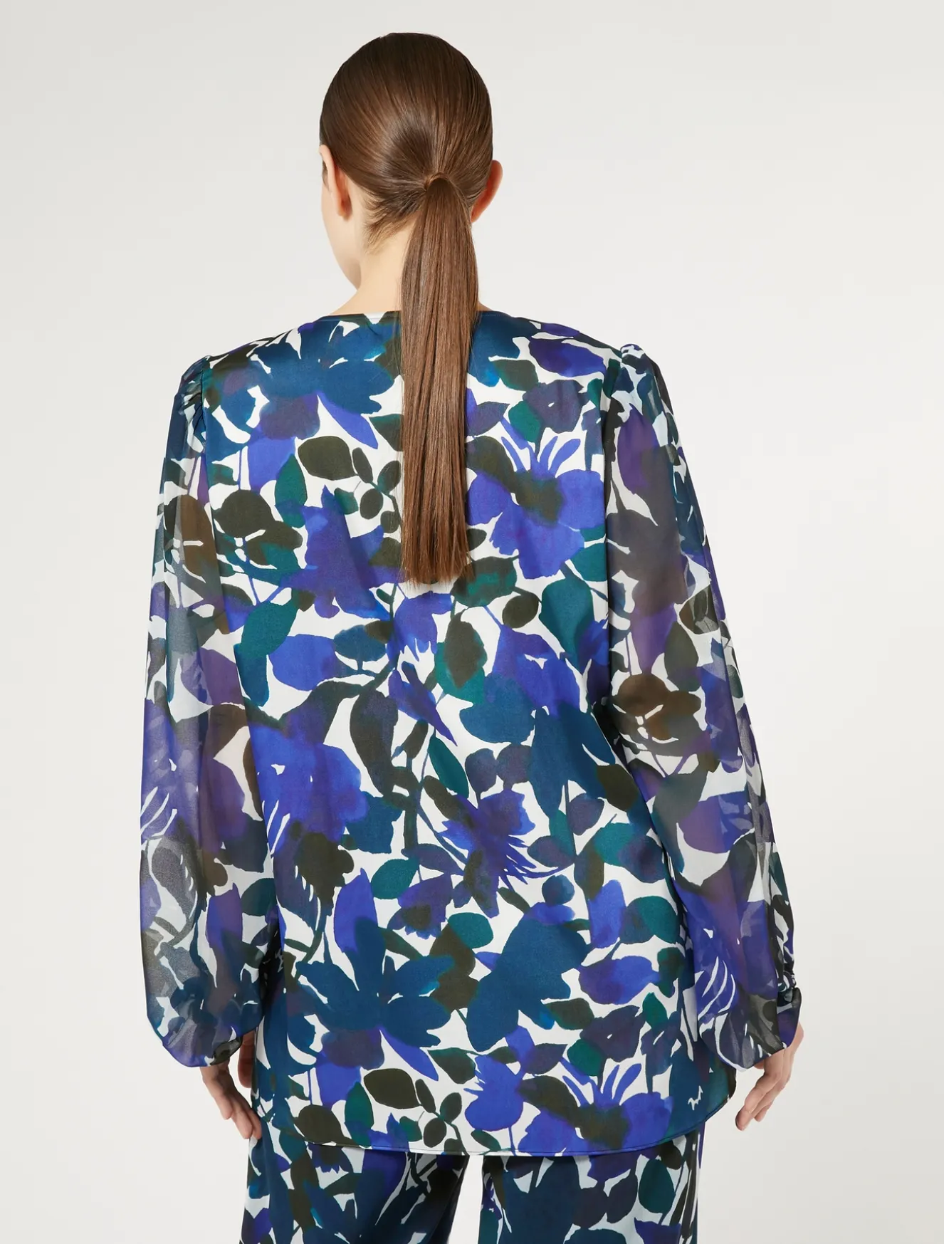 Blusa in twill e georgette