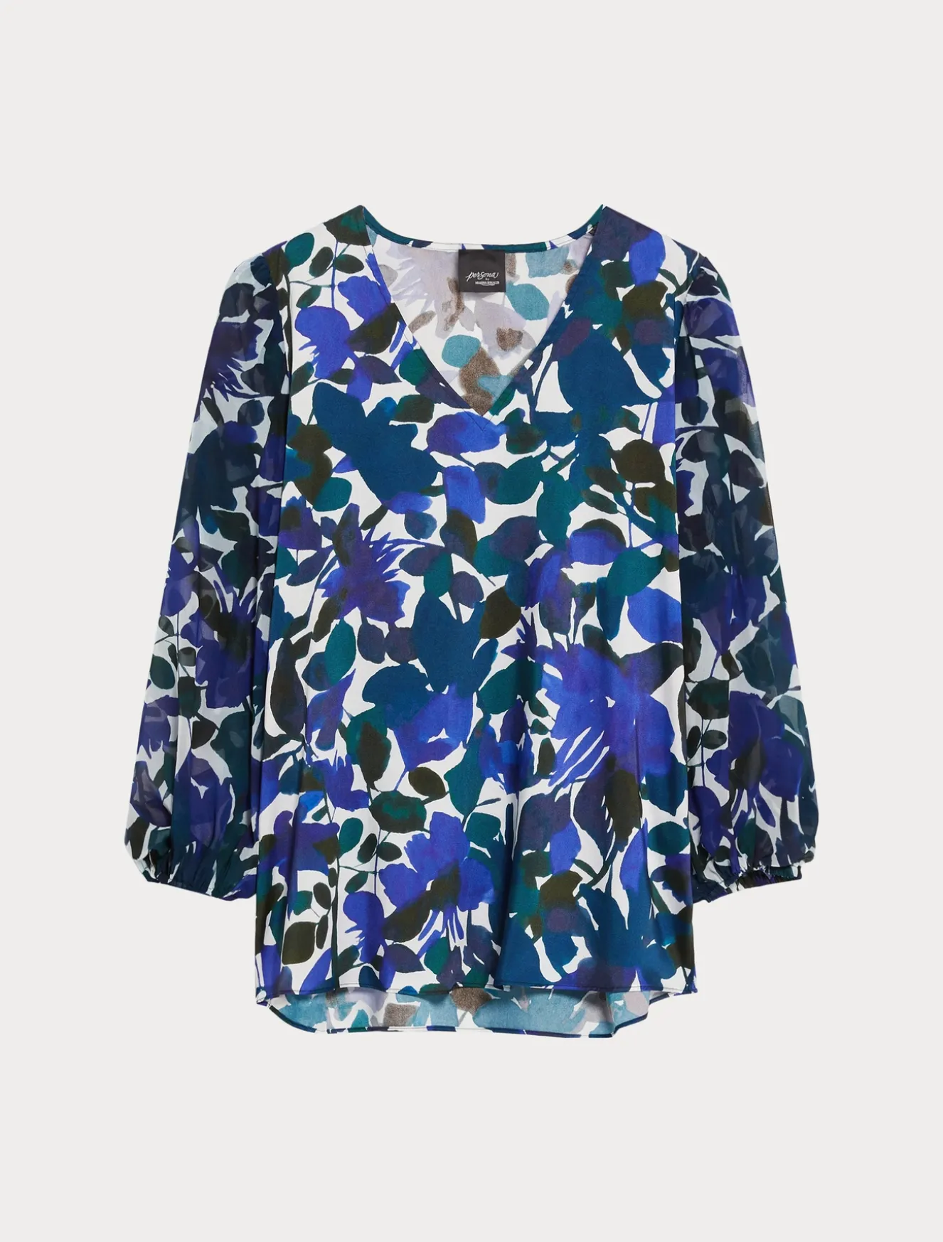 Blusa in twill e georgette