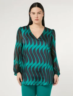 Blusa in twill e georgette