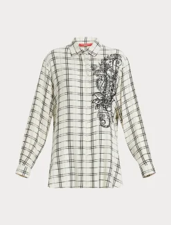 Camicia check con ricamo