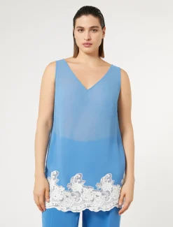 Camicia in georgette e pizzo con top