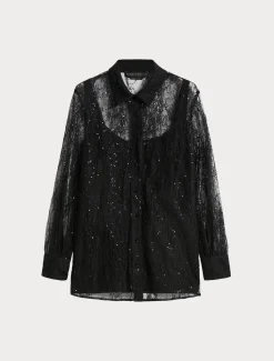 Camicia in pizzo con paillettes