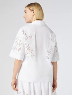 Camicia in popeline con ricamo