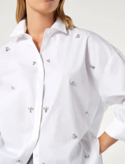 Camicia in popeline con ricamo