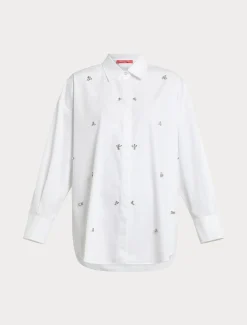 Camicia in popeline con ricamo