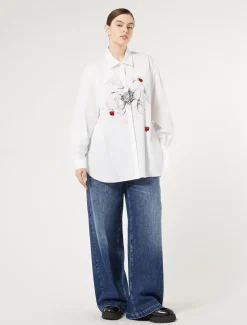 Camicia in popeline con ricamo