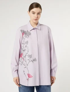 Camicia in popeline con ricamo