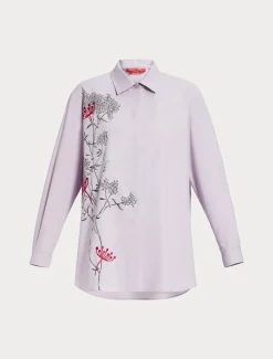 Camicia in popeline con ricamo