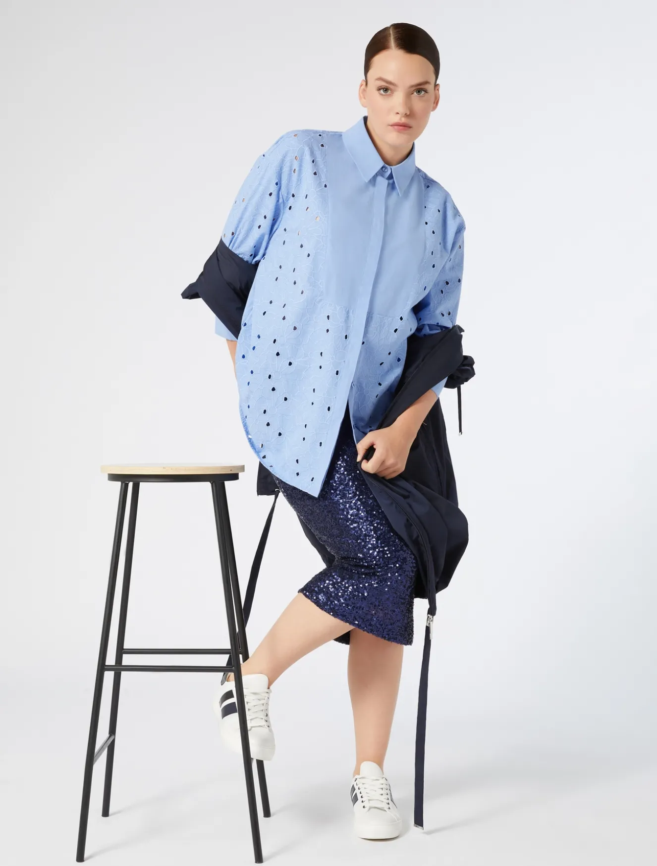 Camicia in popeline ricamato