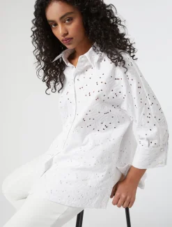 Camicia in popeline sangallo