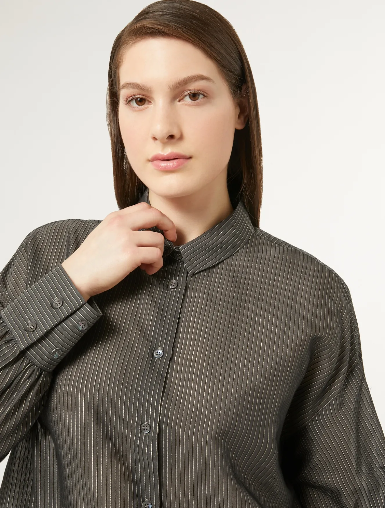 Camicia in tela di cotone e seta