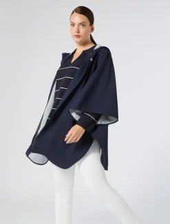 Cappa in tela e jersey mélange