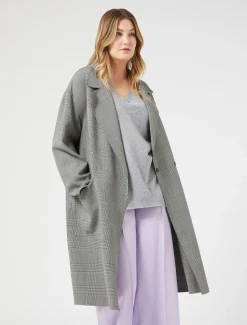 Cappotto in double di lana check