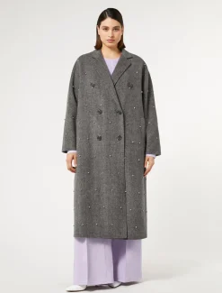 Cappotto in double di lana con ricami