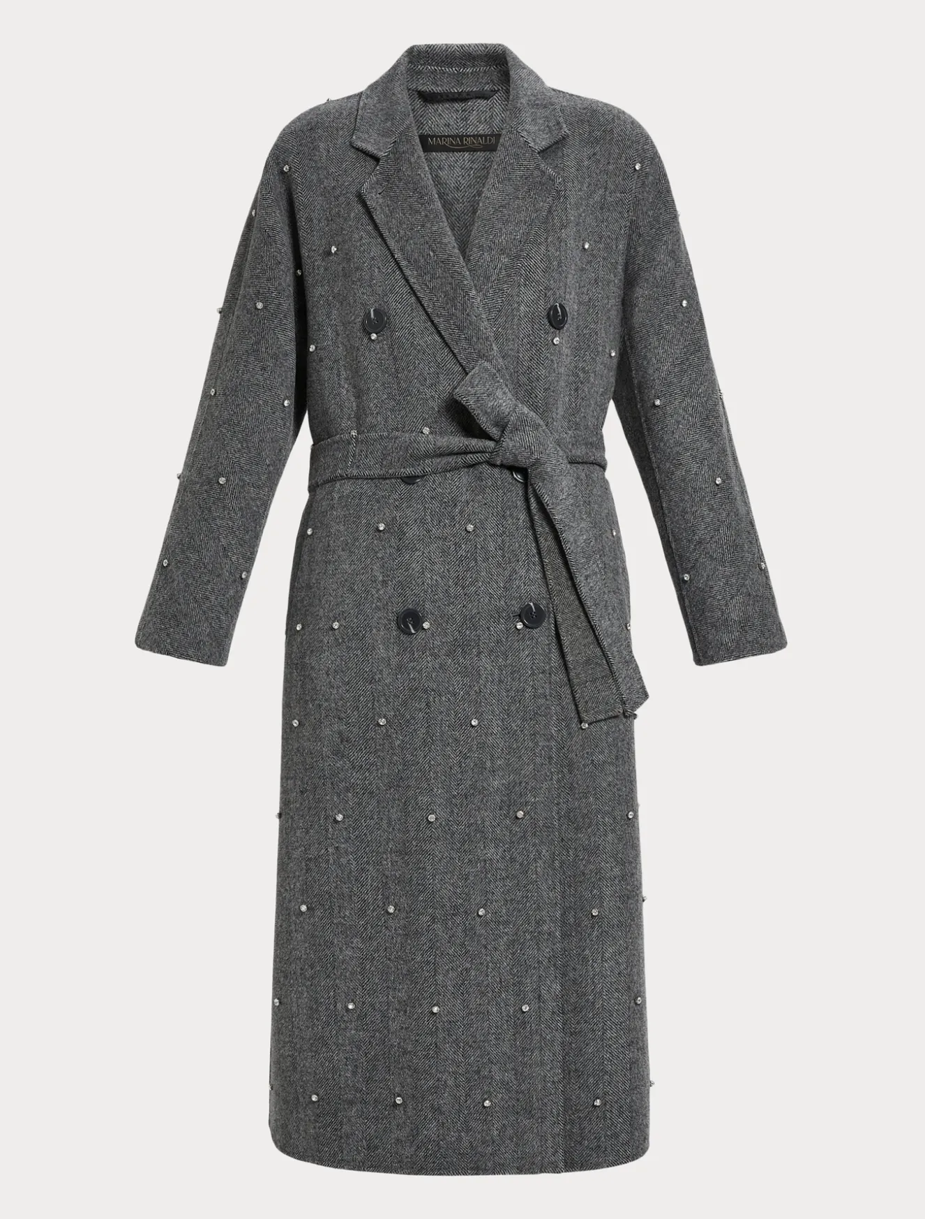 Cappotto in double di lana con ricami