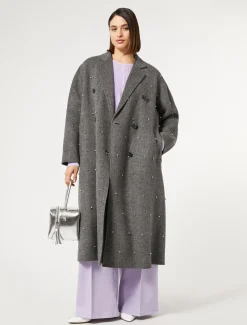 Cappotto in double di lana con ricami