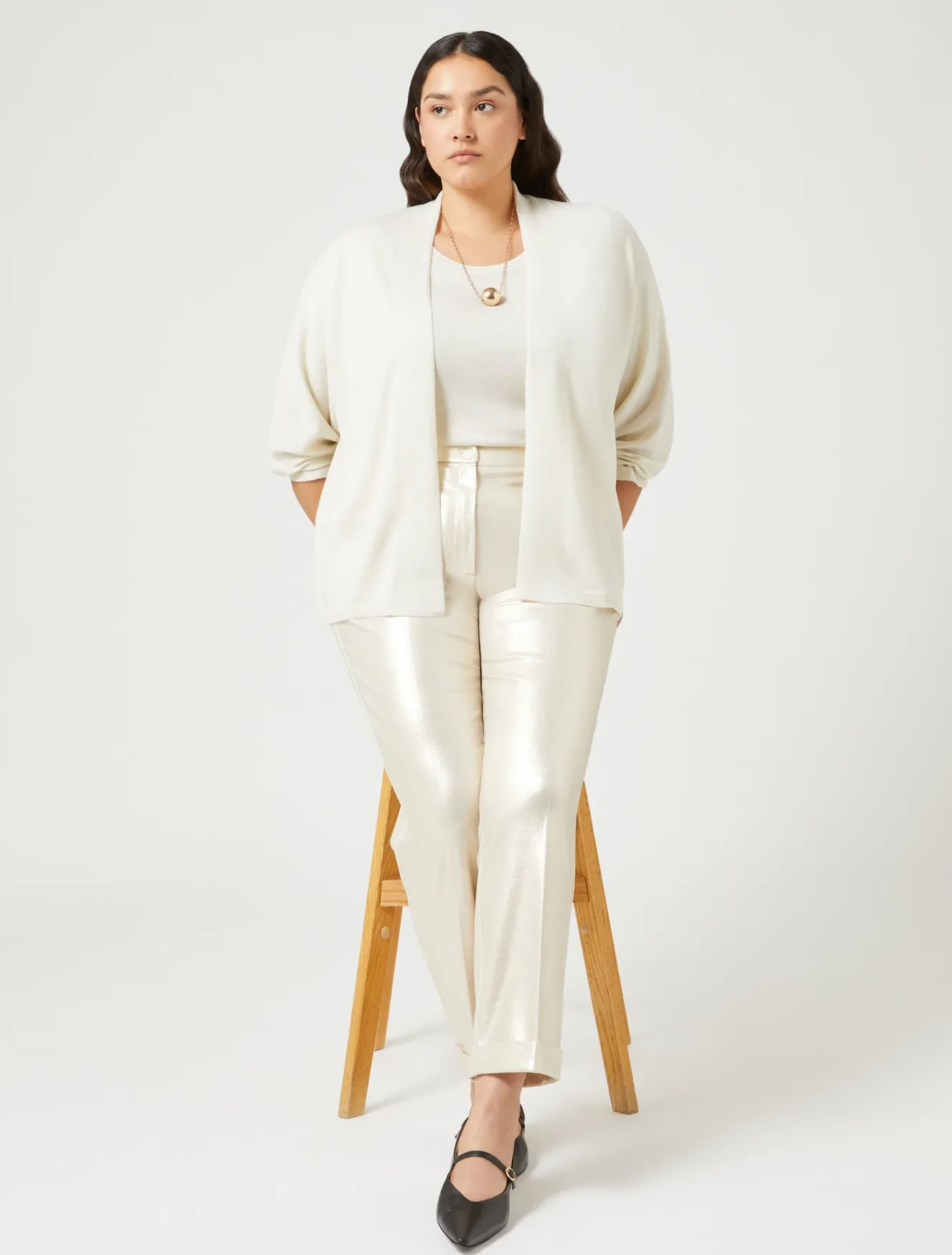 Cardigan in lana metallizzata