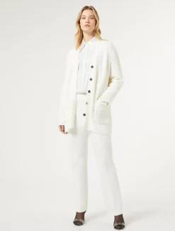 Cardigan in misto lana con strass