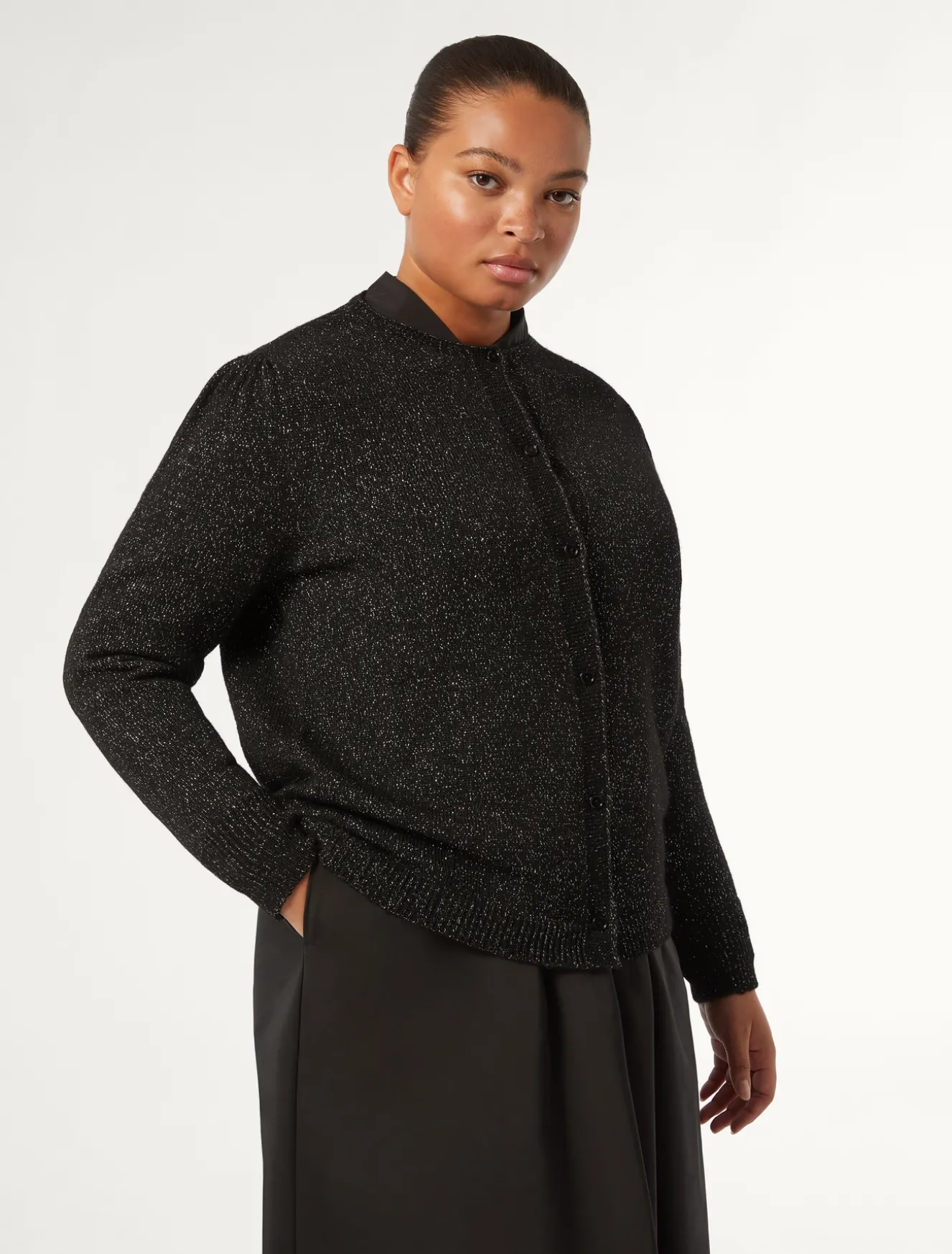 Cardigan in misto lana e lurex