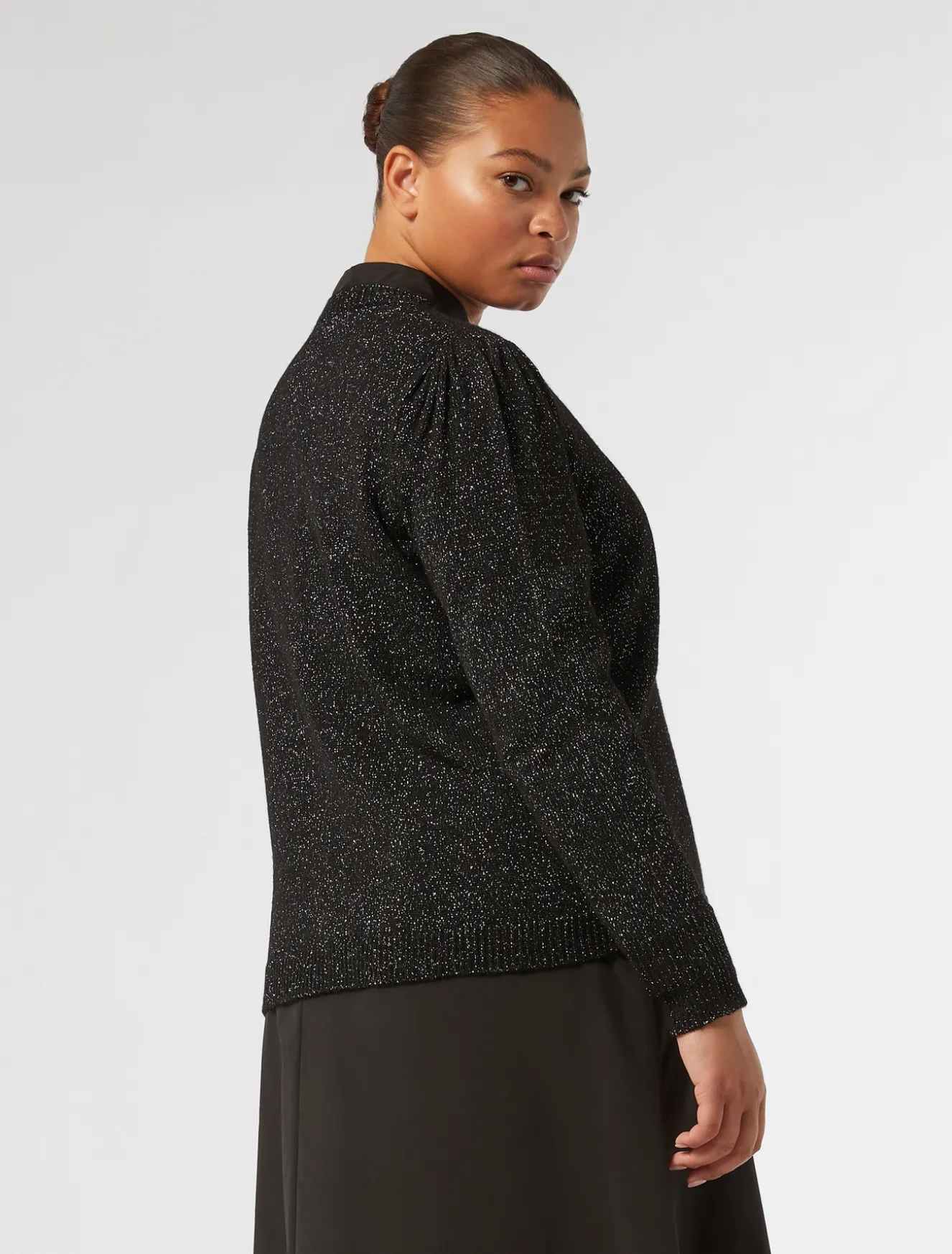 Cardigan in misto lana e lurex