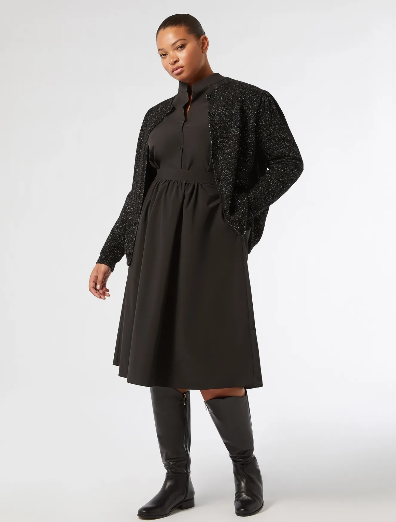 Cardigan in misto lana e lurex